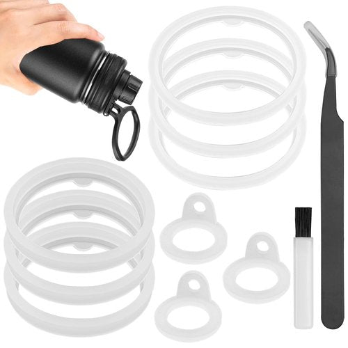 AYWFEY 11 Pcs Silicone Water Bottle Gasket Replacement Compatible with Thermoflask Water Bottle 24oz, 32oz, 40oz & 64oz + Cleaning Brush + Tweezers, Lid Sealing O Rings for Straw Lid & Spout