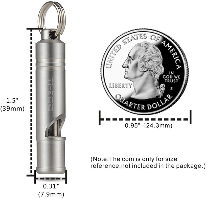 Titanium Emergency Whistle, Loud Portable Keychain Necklace Whistle for Emergency Survival, Life Saving, Hiking, Camping, and Pet Training