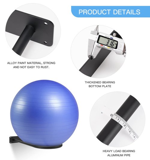 XIAO PEI Medicine Ball Rack - Wall Mount Stability Ball Storage Rack(2 Black)