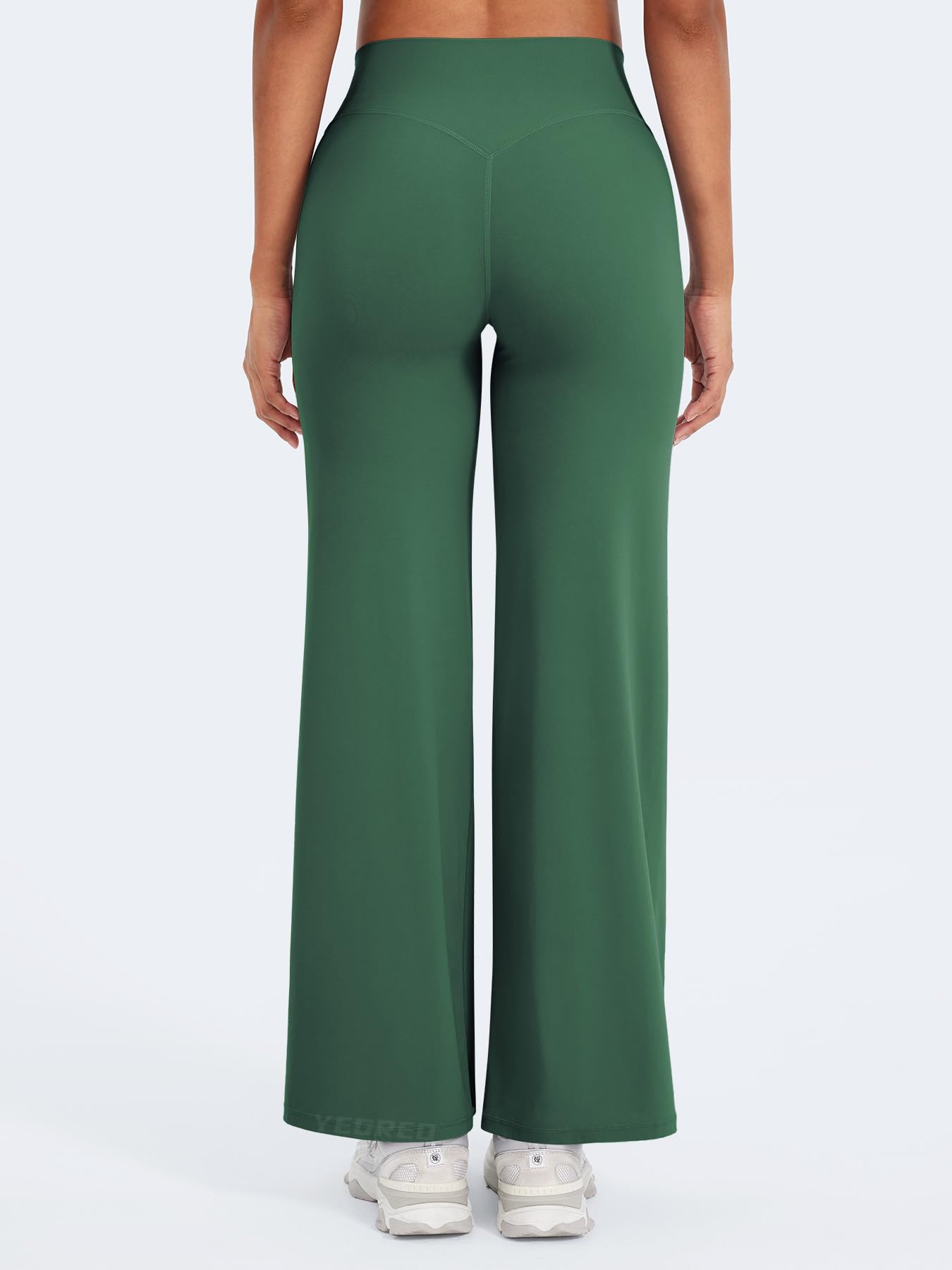 YEOREO Workout Leggings Womens No Front Seam Straight Leggings 29" High Waist Buttery Eddiy Gym Yoga Pants Dark Green XS
