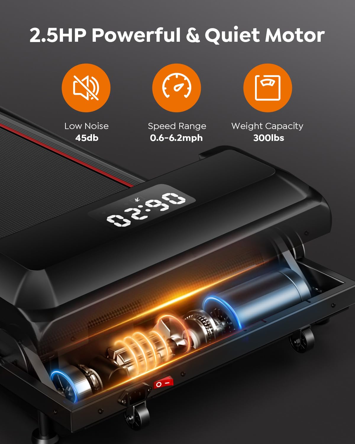 Acezoe Walking Pad Treadmill with Incline, 2 in 1 Folding Treadmills for Home Small Office, 300lbs Portable Compact Under Desk Treadmill with LED Display and Apps