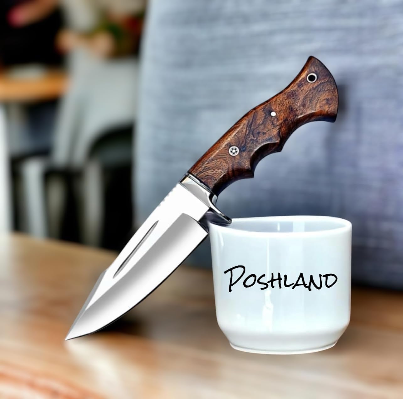 Poshland TR-1168 Custom Handmade Damascus Steel 10 Inches Tracker Knife - Perfect Grip Black Micarta Handle