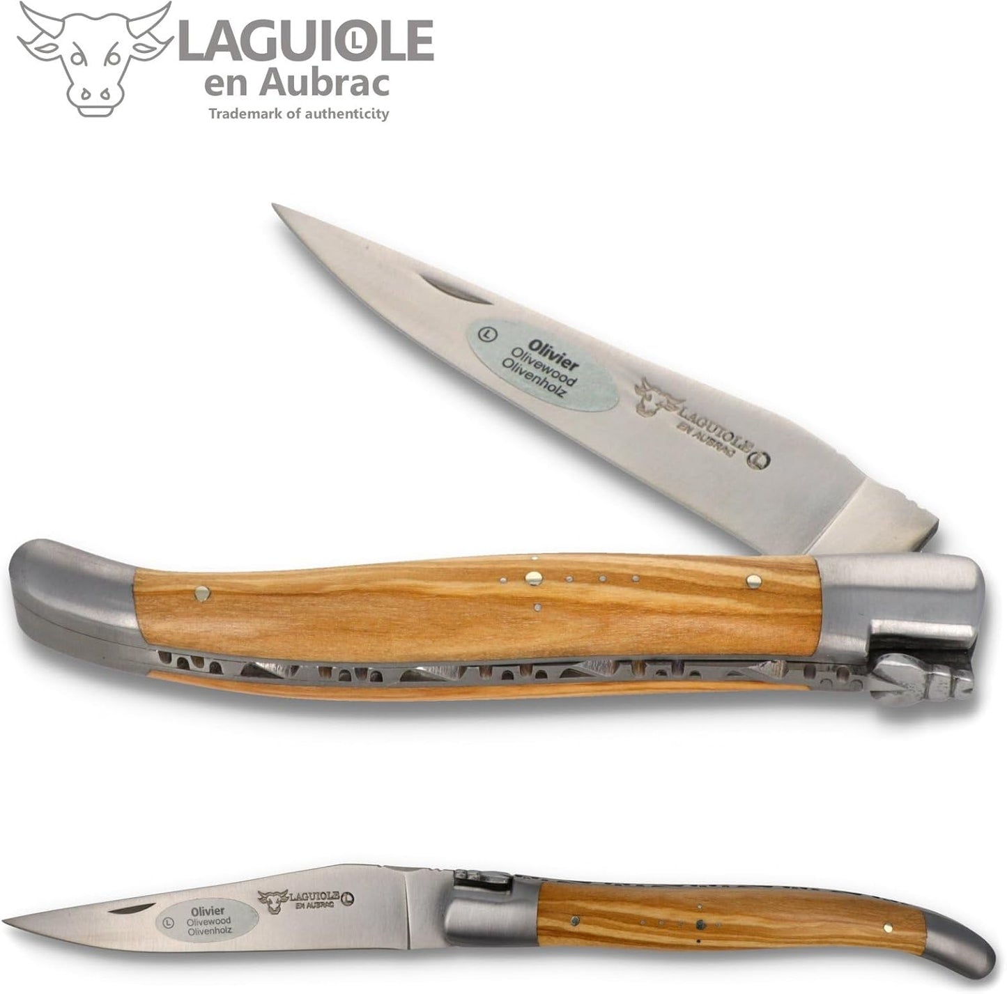 Laguiole en Aubrac Handmade Knife 12 cm L0212OLIF Olive Wood Handle, Blade and bolsters Stainless Steel