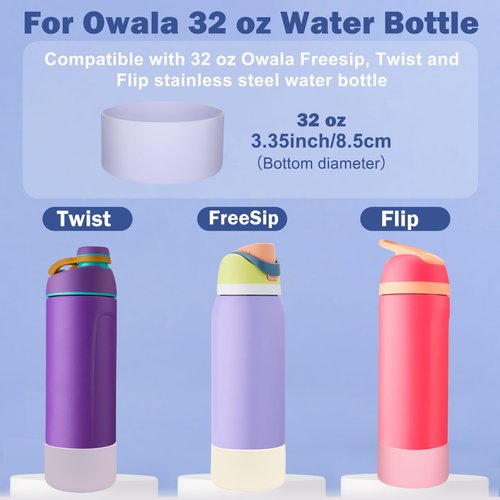 HEYSKAY 2PCS Silicone Boot for Owala Flask Water Bottle 32oz Anti-Slip Protective Sleeve for Owala Twist,FreeSip and Flip Stainless Steel Water Bottle BPA-Free Boot Bottom Base