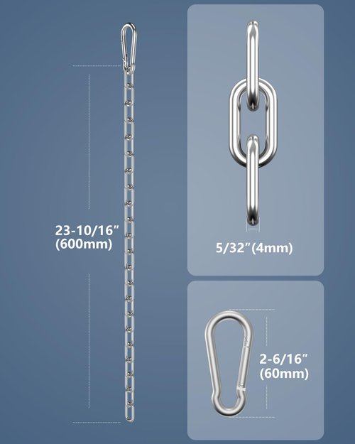 Mixizigoz 1 Pc Fitness Extension Chain, 23.6 Inch Gym Weight Lifting Chain Workout Fit for Home Gym, Strength Training, LAT Pull Down - 304 Stainless Steel Cable Machine Extension