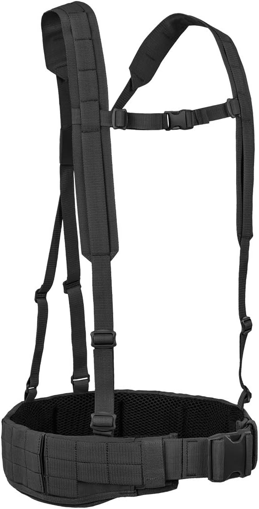 Tasmanian Tiger Warrior Belt MK III, Tactical Battle Belt, MOLLE Webbing, Chest Strap Carrying System, Small, Black (TT-7655-040-S)