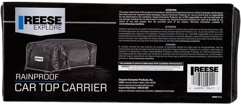 Reese Explore 1041100 Rainproof Car Top Carrier (15 Cubic Feet),Black