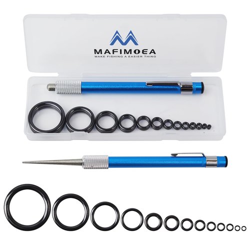 MAFIMOEA 27pcs Fishing Rod Eyelet Repair Kit Rod tip Repair kit Ceramic Guides Rings Replacement Kit 14 Sizes with A Tweezer Fishing Rod tip Repair kit