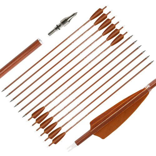 wolfman 30" Archery Carbon Arrows Spine 500 600 Hunting Arrows with 4” Turkey Feather Targeting Arrows for Compound & Recurve &Traditional Bow 6/12pcs (12pcs, Spine 600)