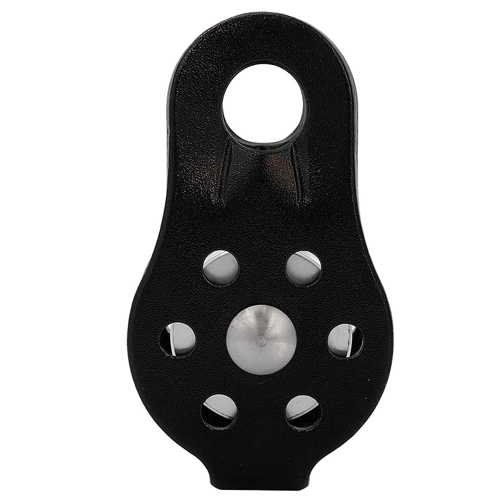 Airshi Climbing Pulley, Rustproof Heavy Duty Aluminium Alloy 12mm Small Hole Pulley for Rope Climbing (Black)