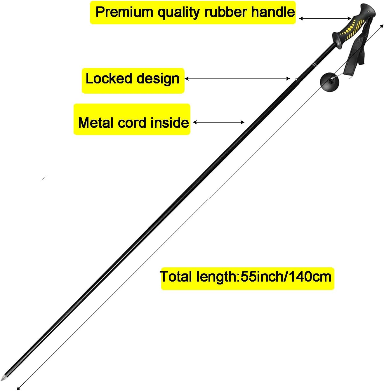 Aventik Fold-able Wading Staff Water Depth Safety Warning Sign Coated Stainless Steel Core T7075 Aluminum Body Corrosion Resistance
