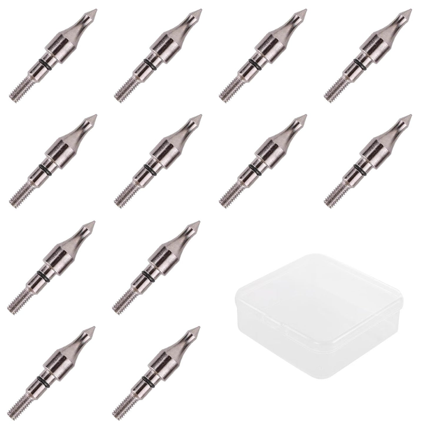KURUGEILI 12 pcs 100 Grain Archery Arrow Field Points Screw in Arrow Tipsfor Recurve Bow, Compound Bow & Crossbow Bolts Hunting Bow Arrow Target Practic