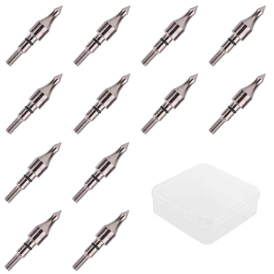 KURUGEILI 12 pcs 100 Grain Archery Arrow Field Points Screw in Arrow Tipsfor Recurve Bow, Compound Bow & Crossbow Bolts Hunting Bow Arrow Target Practic