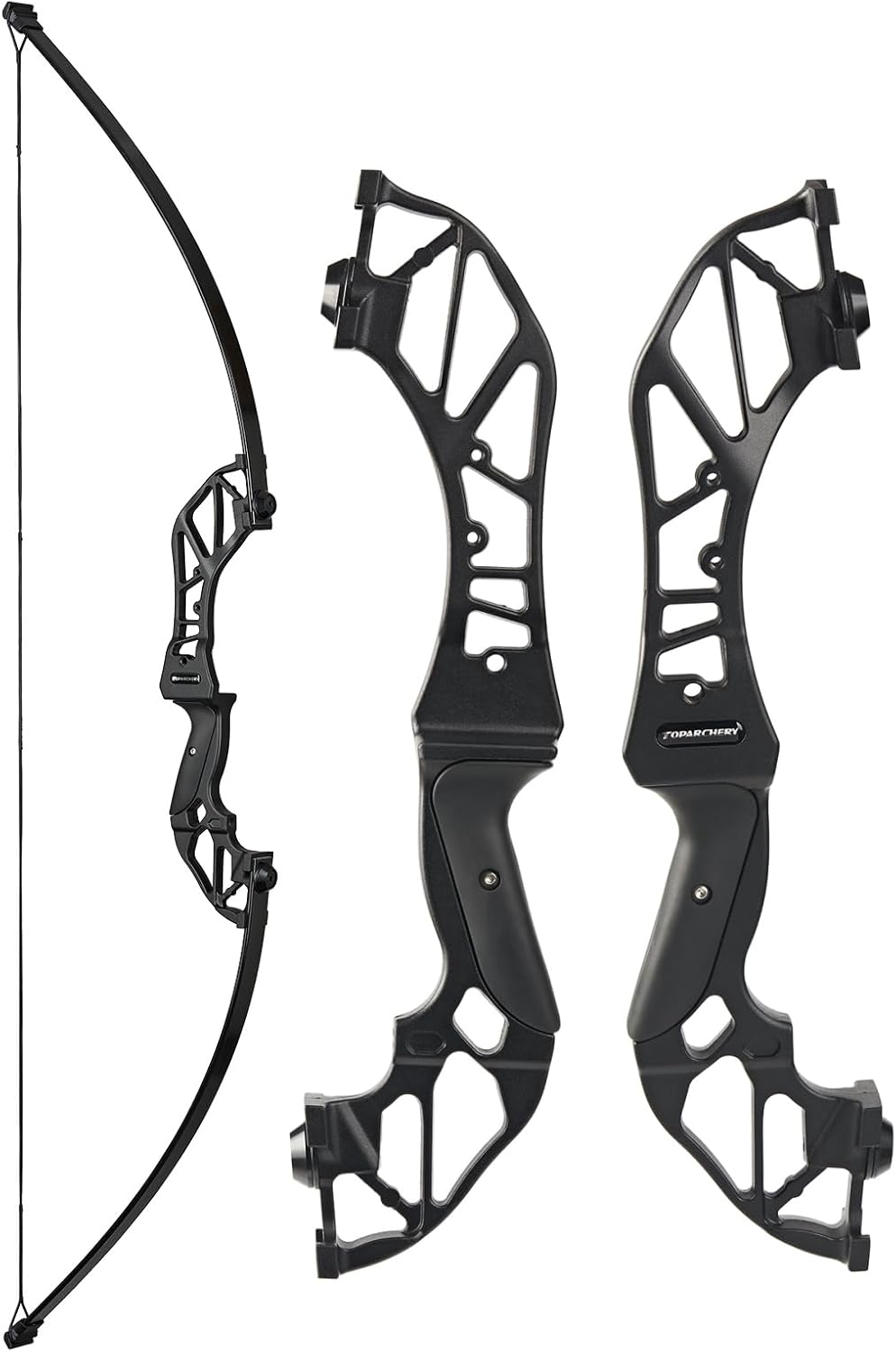 Toparchery Archery Takedown Recurve Bow Hunting Long Bow Alloy Riser - Right Hand Black - Draw Weight 30lbs 40lbs - with Arrow Sight, Arrow Brush