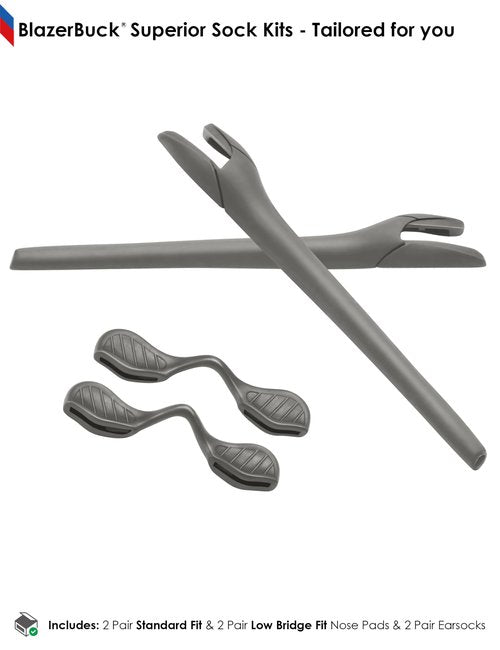 BLAZERBUCK Replacement Sock Kits Earsocks & Nosepieces for Oakley Radar EV Series Sunglasses - Black + Grey