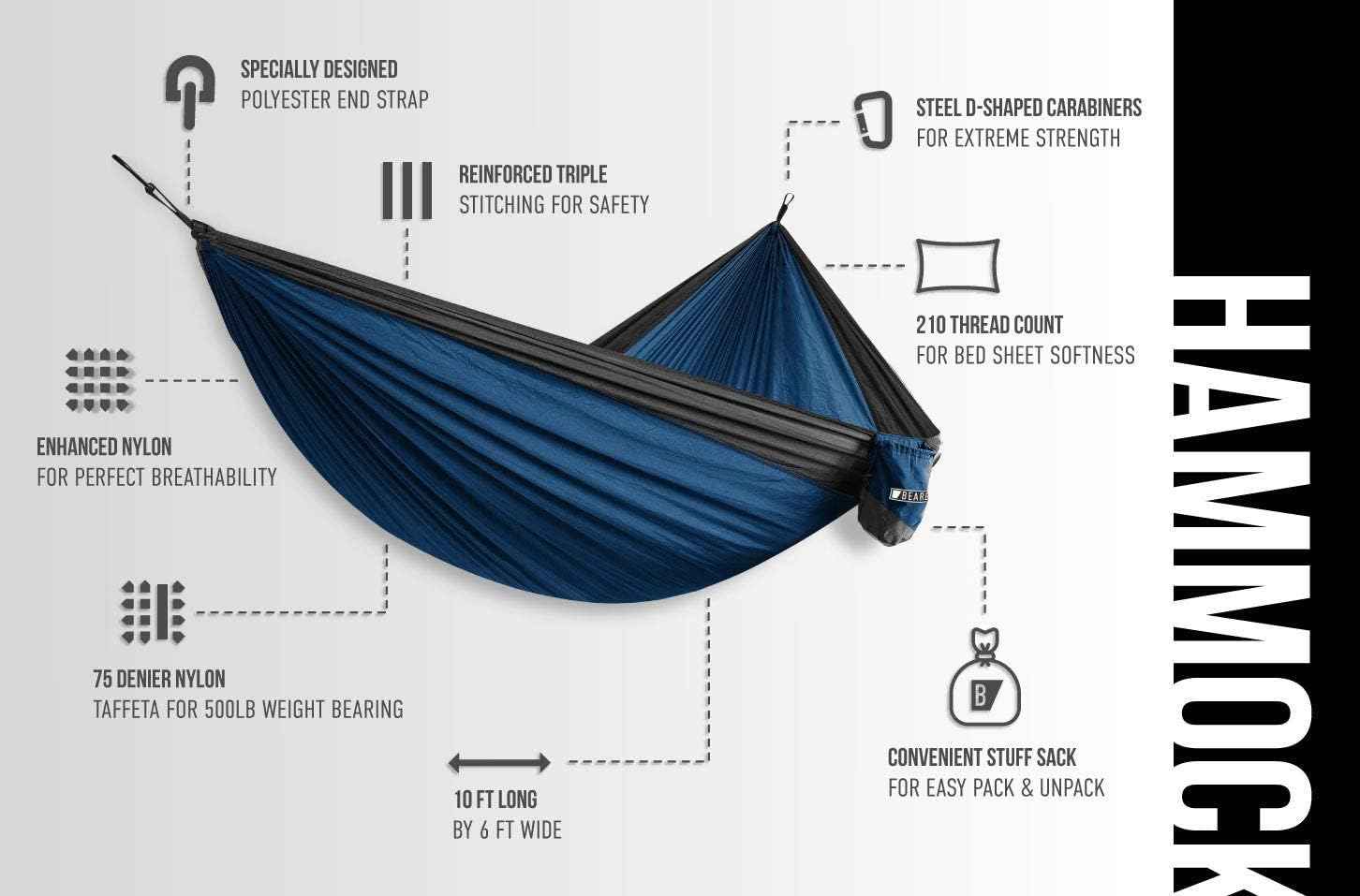 Premium Double Hammock with Tree Straps - Durable, Portable & Comfortable