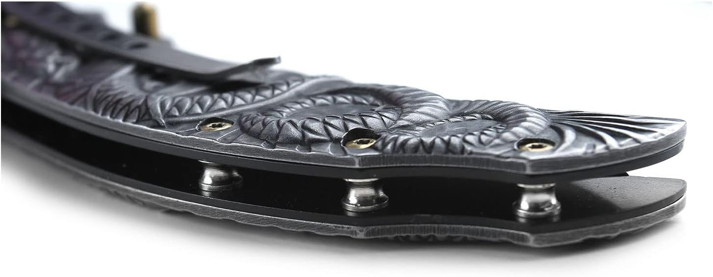 Masters Collection MC-A014SW Spring Assist Folding Knife, Black Blade, Black Handle, 4.75-Inch Closed