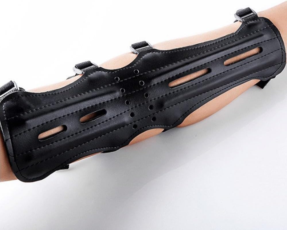 Archery Leather Arm Guard Long 4 Straps Forearm Protective Gear Hunting Arrow Bow