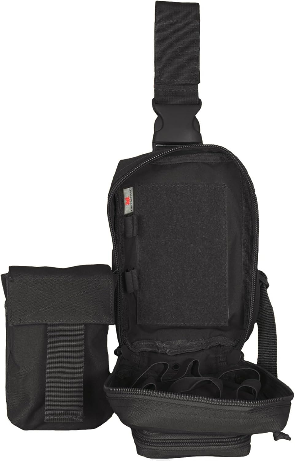 FOX OUTDOOR PRODUCTS Drop Leg First Responder System Pouch - Tactical Thigh & Belt Attach Accessory with Elastic Loops & Additional Rip Away Pouch