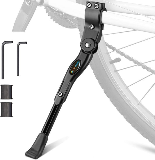 Bike Kickstand Adjustable Aluminium Alloy Bicycle Kickstand Bike Side Kickstand Fit for 22" 24" 26" 28" Mountain Bike Road Bike/BMX/MTB (Black for 22-24-26-27-28 inch bike)