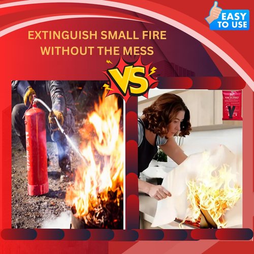 SETPOSHZ: Emergency Fire Blanket Extinguisher Fire Blankets for Home 40"" x 40"" Fire Blanket to Smother a Kitchen. Fire Blankets are Simple to use by Pulling Down tabs (Pack 2), Red