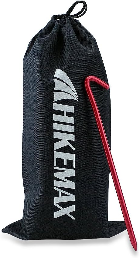 7075 Aluminum Tent Stakes 20 Pack - Ultralight 7 Inch Hook Tent Pegs with Carrying Pouch - Made for Camping Trip, Hiking and Gardening