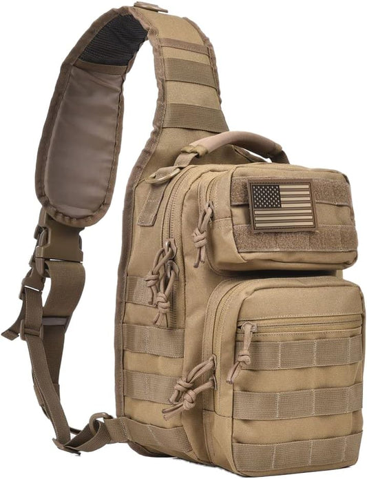 REEBOW GEAR Tactical Sling Bag for Men Military Single Shoulder Backpack Outdoor EDC Range Pack (Black)