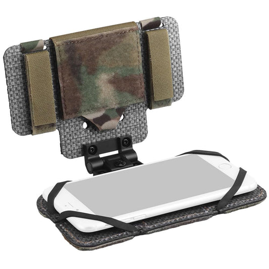 Let Me Be Airsoft Plate Carrier Molle Phone Carrier Outdoor Lightweight Navigation Board，Wide Angle Foldable Phone Holder Chest Rig Hovering Mount Tactical Vest Accessory (Camouflage)