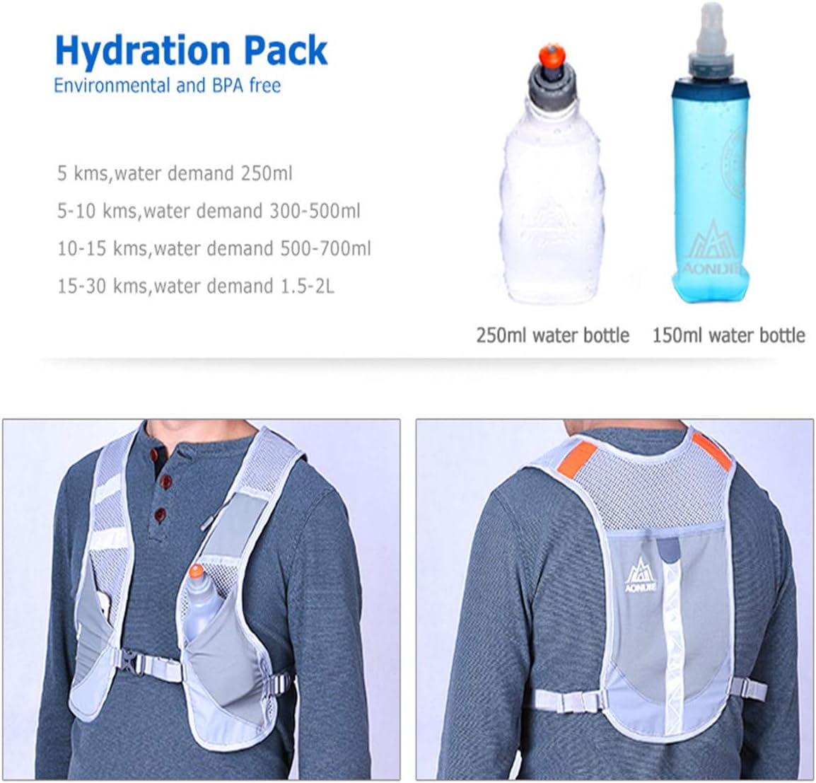 AONIJIE Running Hydration Vest Backpack,Lightweight Insulated Pack for Hiking Trail Running Cycling Race Marathon