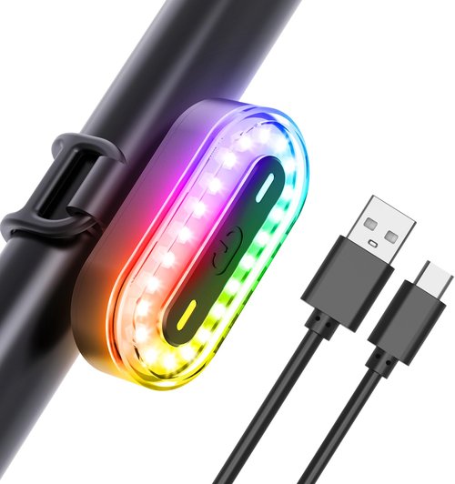 RGB Bike Lights,Roller Skate Lights,LED 7 Light Mode Options 14Colours Safety Light, USB-C Rechargeable Bright Roller Skate/Bike/Scooter Safety Flashlights for Adults/Kids/Men/Women