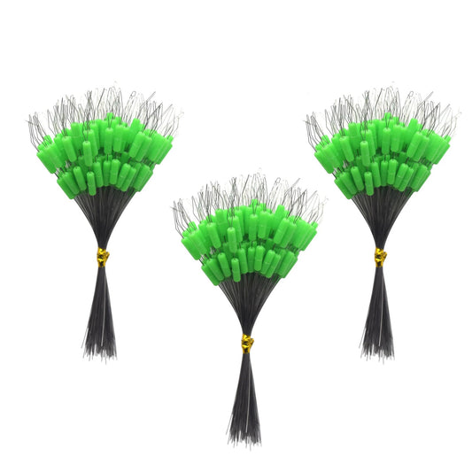 600 Pieces Fishing Bobber Stopper, Float Sinker Stops, Oval Fishing Peg,L M S Float Stop Available (Green-Cylinder, Medium)
