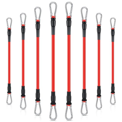 Liliful 8 pcs Resistance Bands for Working Out Additional Exercise Bands for Replacement Workout Equipment Elastic Stretch Legs Ankle Straps for Men Women Strength Training Fitness Gym Home, Red
