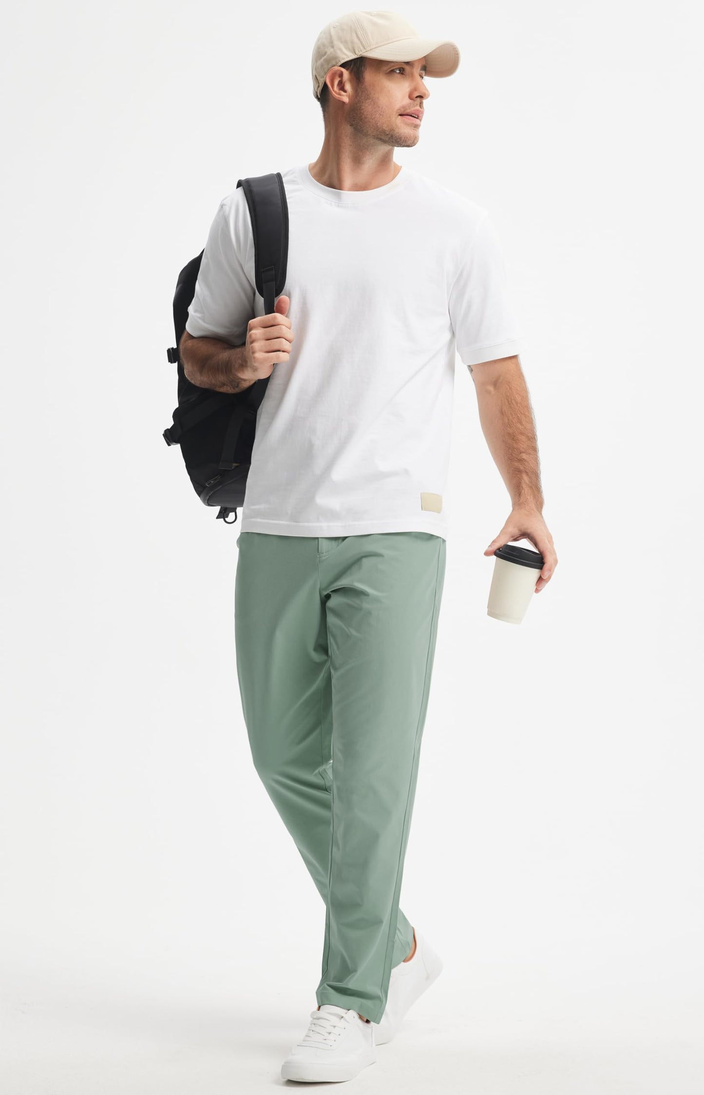 Libin Mens Golf Pants Stretch Work Dress Pants 32" Quick Dry Lightweight Business Casual Slacks for Men Travel Vocation Water Resistant, Sage Green, 36W x 32L