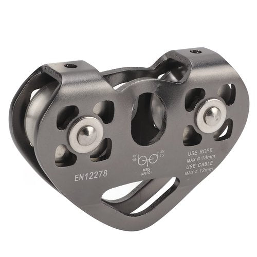 Zipline Pulley, Dual Trolley Double Pulley Tandem Speed Zip Line Pulley, Climbing Pulleys for 1/4 5/16 3/8 1/2 Cable Backyard Zipline, Hauling, Rigging and Commercial Purposes