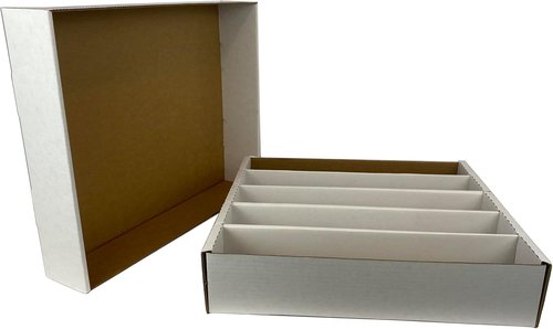 Max Protection (2) 5000 Count Card Storage Box - Durable Corrugated Cardboard for Trading, Sports & Gaming Cards, Full Lid Design, Home Organization