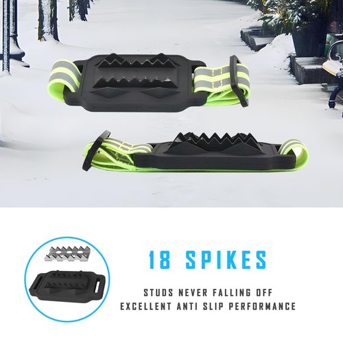 MATTISAM Ice Cleats, Highly Elastic Traction Cleats Grippers with Storage Bag, Rotatable Mid-Sole Studded Traction Boots Shoes Bands, Anti Slip Ice Snow Grips Crampons for Walking Jogging Hiking