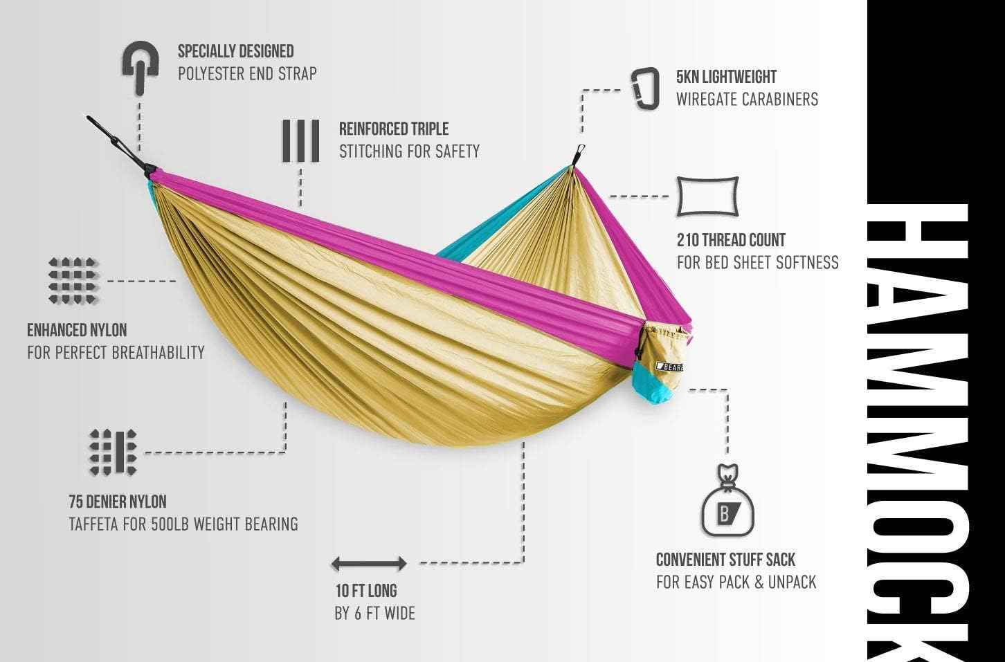 Premium Double Hammock with Tree Straps - Durable, Portable & Comfortable