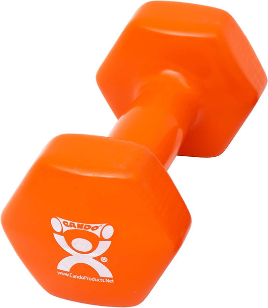 CanDo Vinyl Coated Dumbbell Orange 10 lb Single 1pc Handheld Weight for Muscle Training and Workouts, Color Coded Anti-Roll Home Gym Equipment, Beginner and Pro…