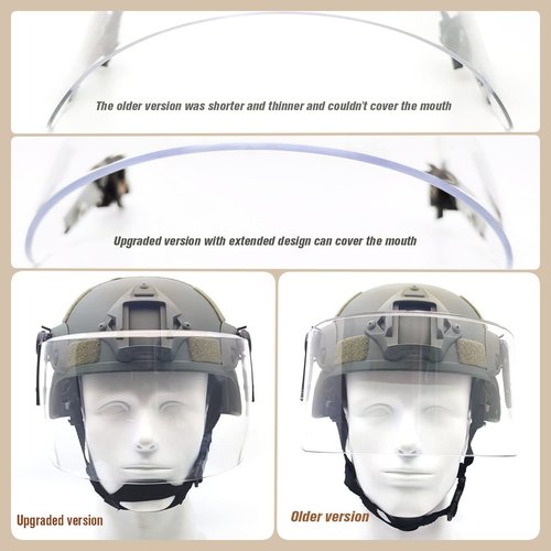 Tactical ACH Airsoft Helmet with Full Face Clear Visor Protective Guard MICH 2000 Mode for Paintball Outdoor CS Wargame (Black)