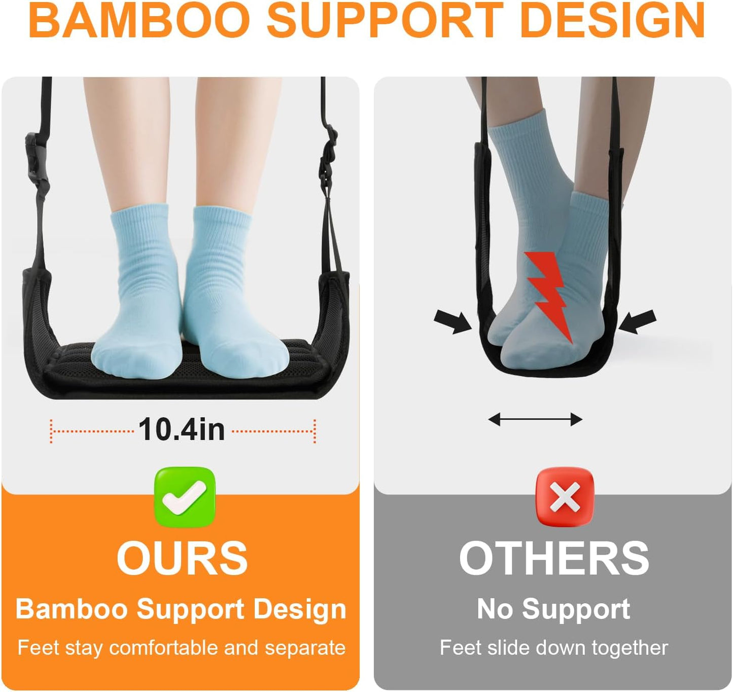 Foot Hammock for Plane Travel,Memory Foam Airplane Foot Rest with Extended Adjustment Strap,Leg Hammock for Airplane Travel Essentials,Plane Foot Hammock,Comfy Foot Hanger