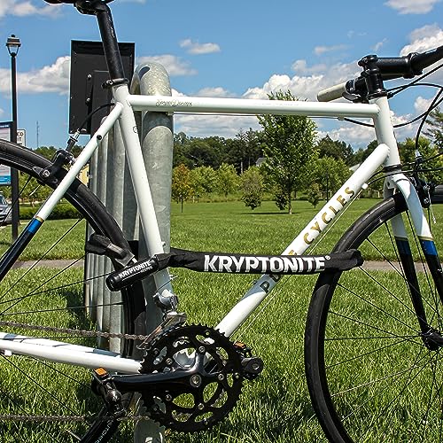 Kryptonite Keeper 712 Bike Chain Lock, 4 Feet Long Heavy Duty Anti-Theft Bicycle Chain Lock with Keys for Bike, Motorcycle, Scooter, Bicycle, Door, Gate, Fence,Black