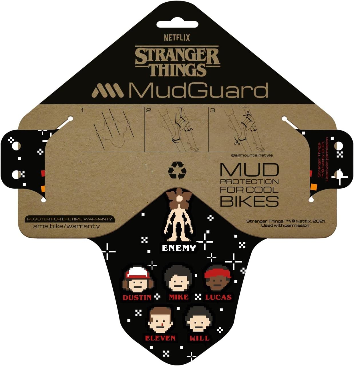 All Mountain Style AMS Front Mudguard – Fits 26’’,27.5’’,29’’, Dazzle/Black