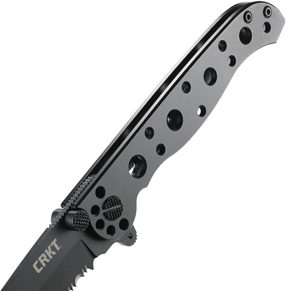 CRKT M16-10KZ EDC Folding Pocket Knife: Everyday Carry, Black Serrated Edge Blade, Tanto, Automated Liner Safety, Nylon Handle, Pocket Clip