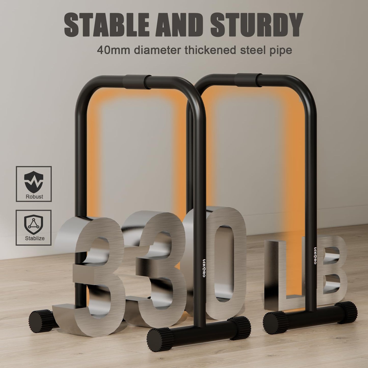 Adjustable Dip Bar, Dip Stand Station, Strength Training Founctional Dip Bar for Home, Portable Dip Bar, Fitness Equipment, Push Up Stand (Black)