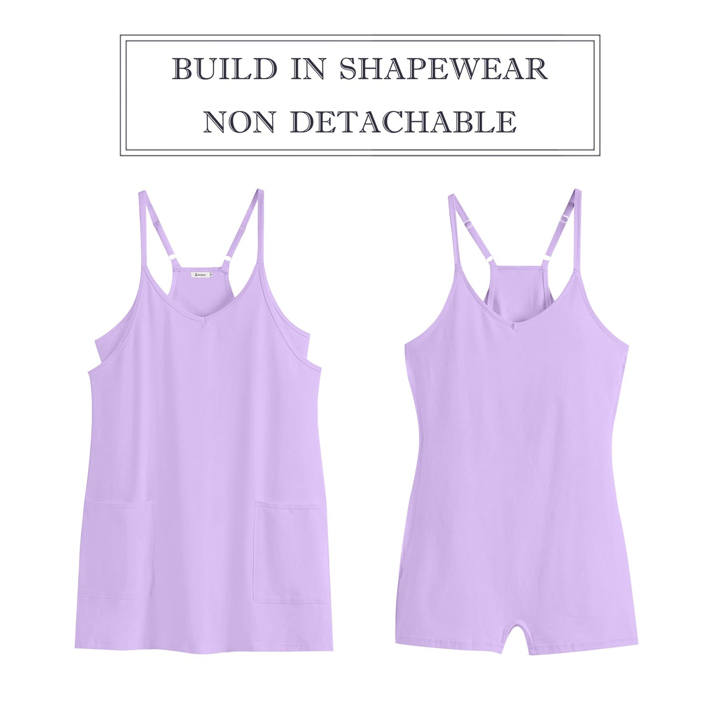ANRABESS Women Athletic Dress Summer Tennis Workout Active Sports Mini Romper Dress Built in Shorts Travel Vacation Clothes Purple Medium