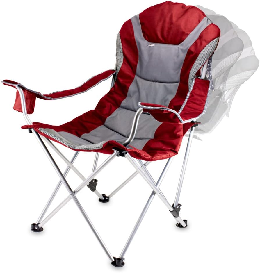 PICNIC TIME NCAA Arkansas Razorbacks Reclining Camp Chair - Beach Chair for Adults - Sports Chair with Carry Bag