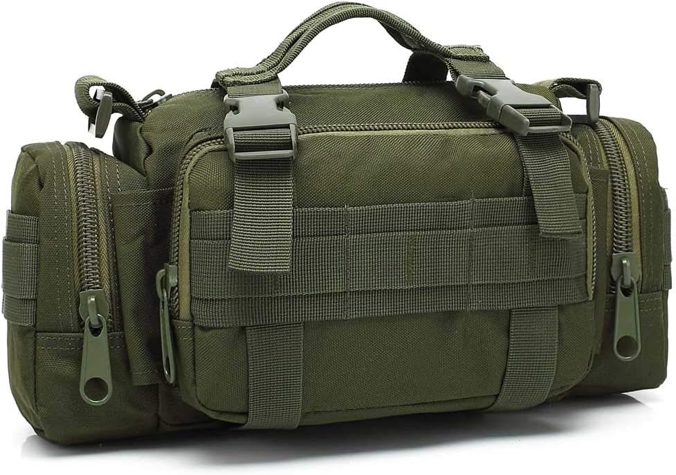 3P Military Duffel Waist Bag, Molle Bicycle/Motorcycle Waterproof Fanny Packs Camera Bag Camo EDC Utility Pouch Crossbody with Shoulder Strap Hand Carry
