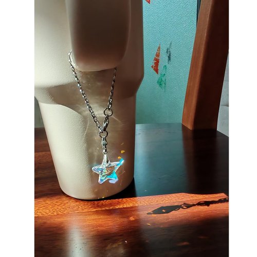 ESWEUOOM Silver Moon and Star Heart Love Charms for Stanley Cup, Diamond Accessories for 40 oz 30 oz, Cute Women Bling Tumbler Charms, 4 Pack Water Pendant for Handle Chain (Heart)