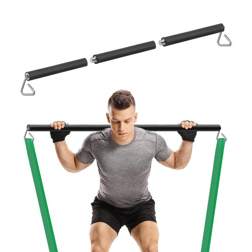 Prebene Resistance Band Bar, 26.4in or 39.4in, Workout Bar for Fitness, Portable Weightlifting Training, Suit for Home Exercise, Resistance Band Training (39.4 in (2024 up))
