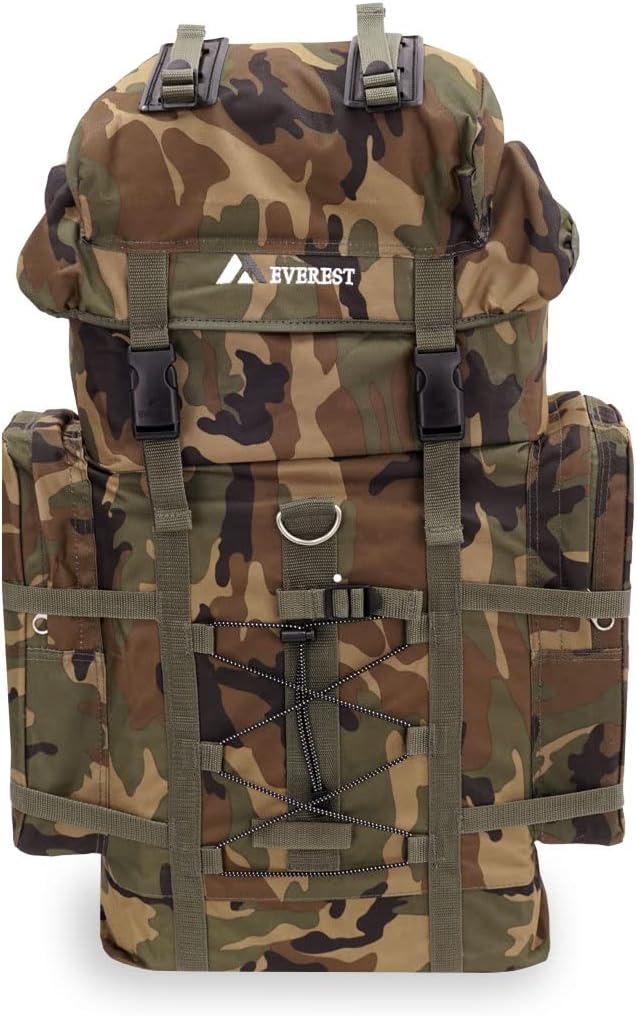 Everest Woodland Camo Hiking Pack, Camouflage, One Size